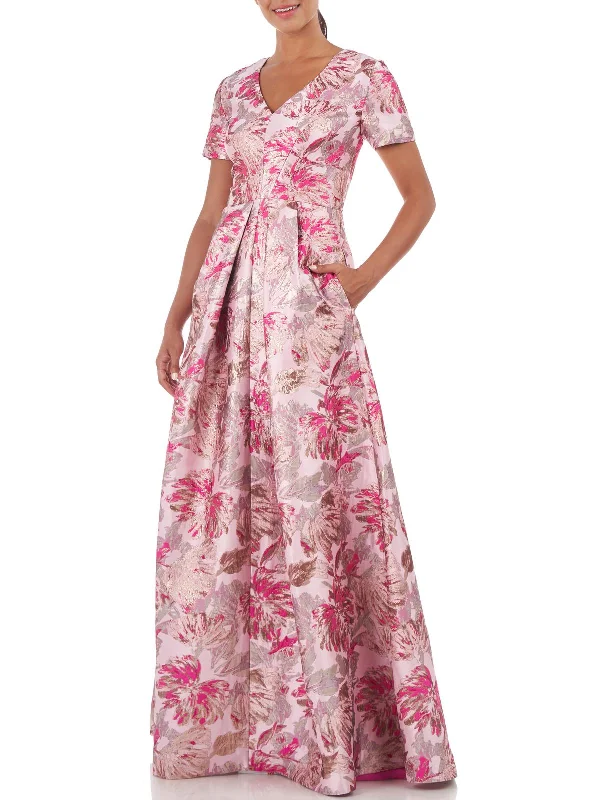 Today Only – Don’t Miss It!Womens Pleated Metallic Evening Dress