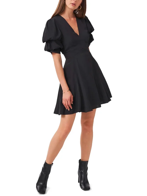 Special Offer – Act Fast!Womens Puff Sleeve V-Neck Fit & Flare Dress