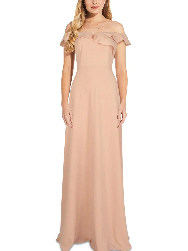 Shop Now and Save!Womens Ruffled Trim Maxi Evening Dress