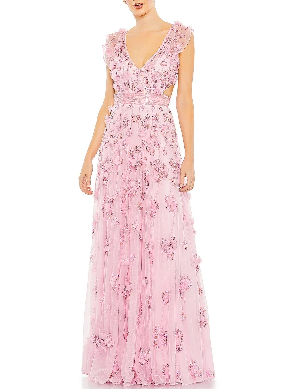 Upgrade for Less!Womens Sequined Maxi Evening Dress