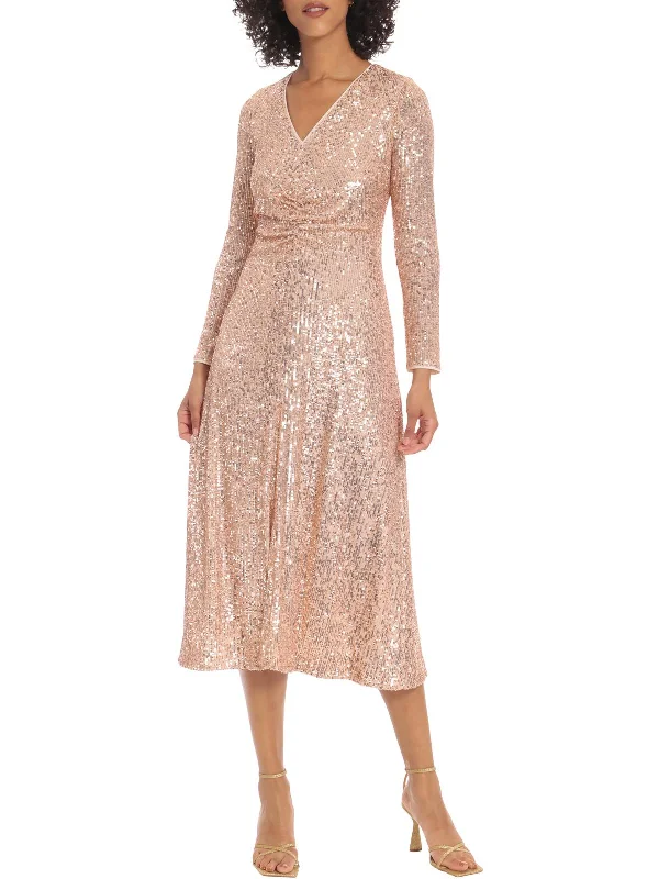 Everything Must Go!Womens Sequined Midi Cocktail and Party Dress