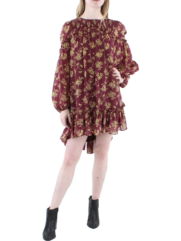 Limited Time Offer!Zola Womens Chiffon Floral Shift Dress