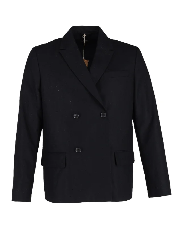 Buy More, Pay Less!A.P.C. Double-Breasted Blazer in Navy Blue Wool
