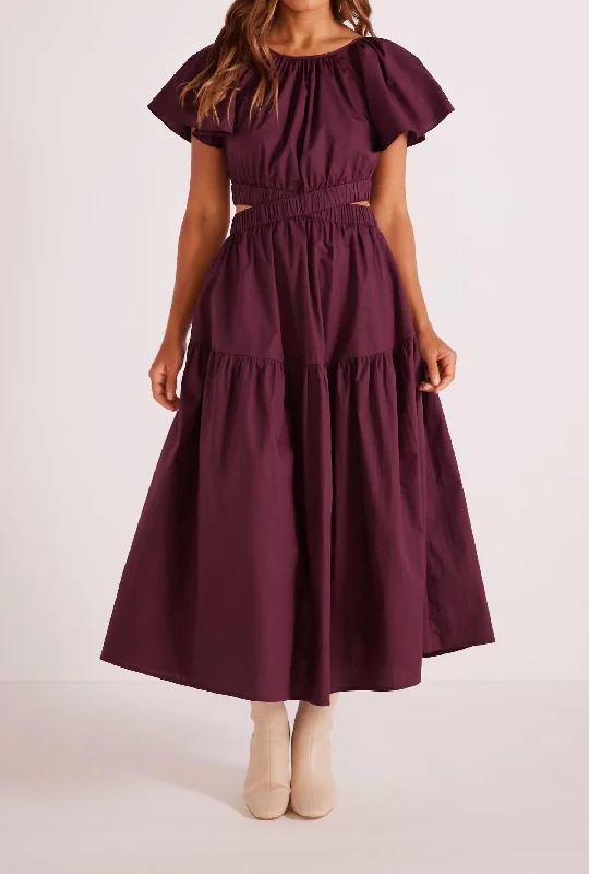 Stock Up and Save!Allegra Cutout Midi Dress In Deep Purple