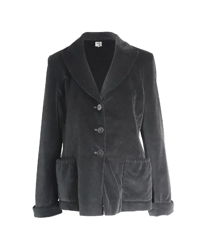 Price Drop Alert!Armani Collezioni Velvet Blazer in Black Cotton