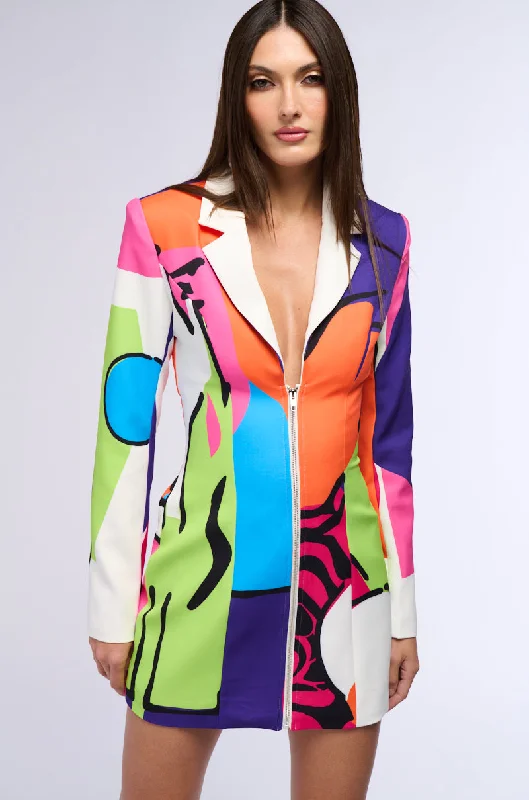Flash Deals – Act Quickly!ART DECO PRINTED BLAZER MINI DRESS