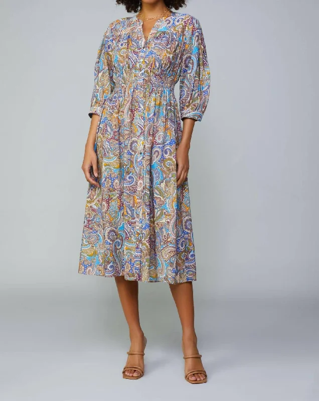 Shop the Hottest Deals!Autumn Paisley Midi Dress In Multi