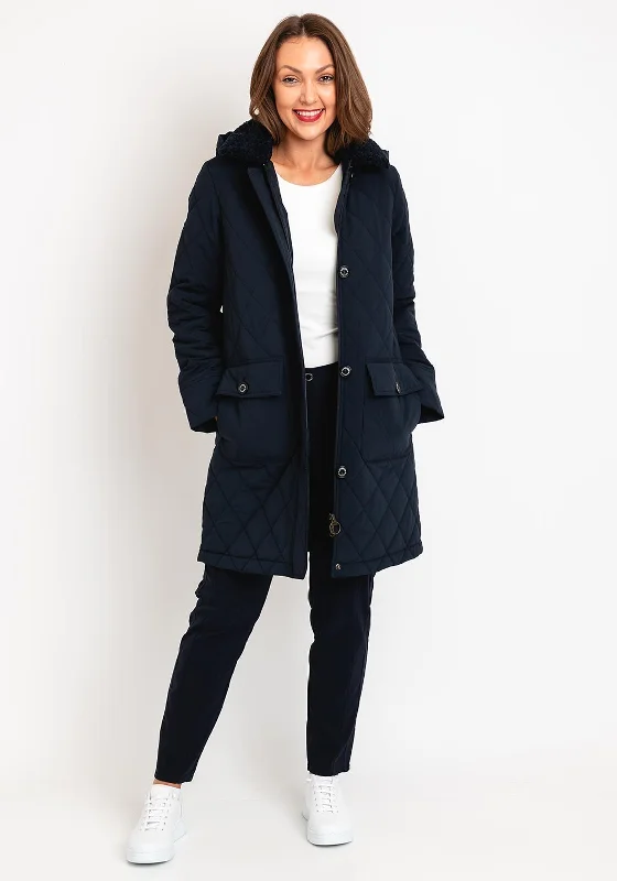 The Sale You’ve Been Waiting For!Barbour Womens Fox Quilted Long Jacket, Navy