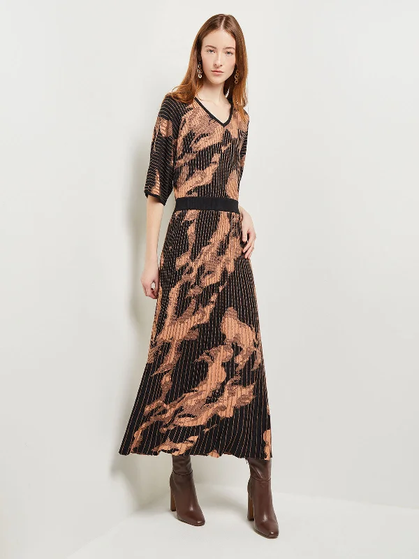 Get More, Spend Less – Shop Now!Batwing Sleeve Soft Jacquard Knit Midi Dress
