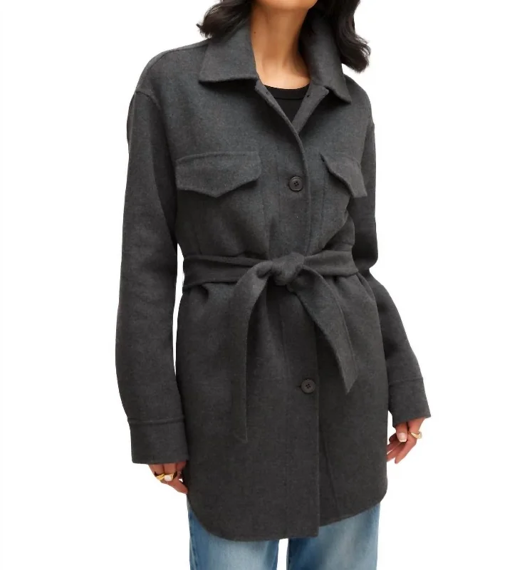 Special Discounts Inside!Belted Shirt Jacket In Grey