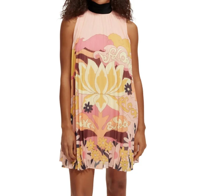 Price Drop Alert!Bow Pleated Recycled Midi Dress In Blush Peach