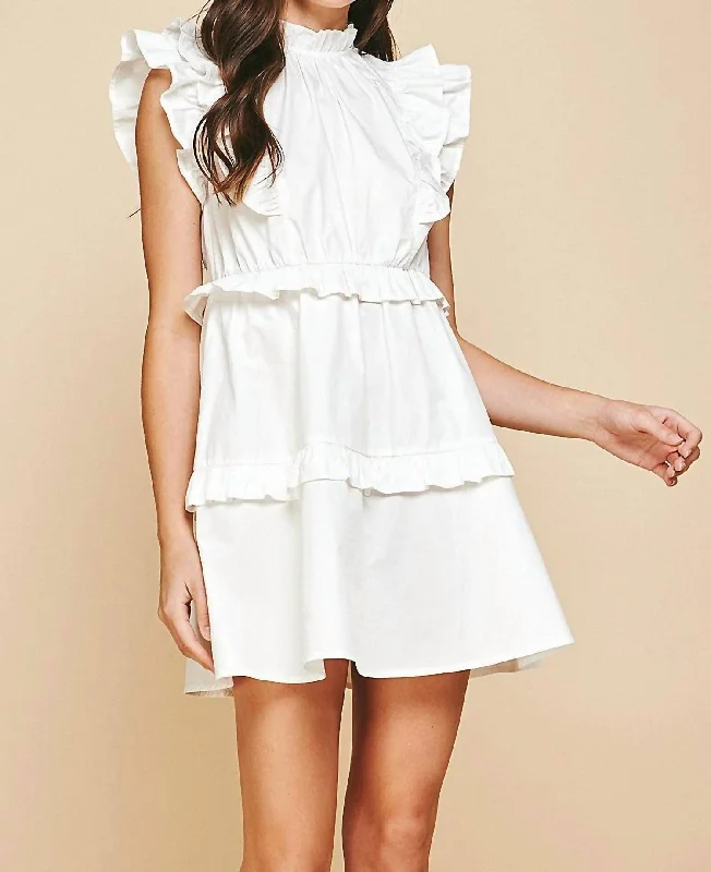 Only a Few Left – Order Now!Camila Ruffle Mini Dress In White