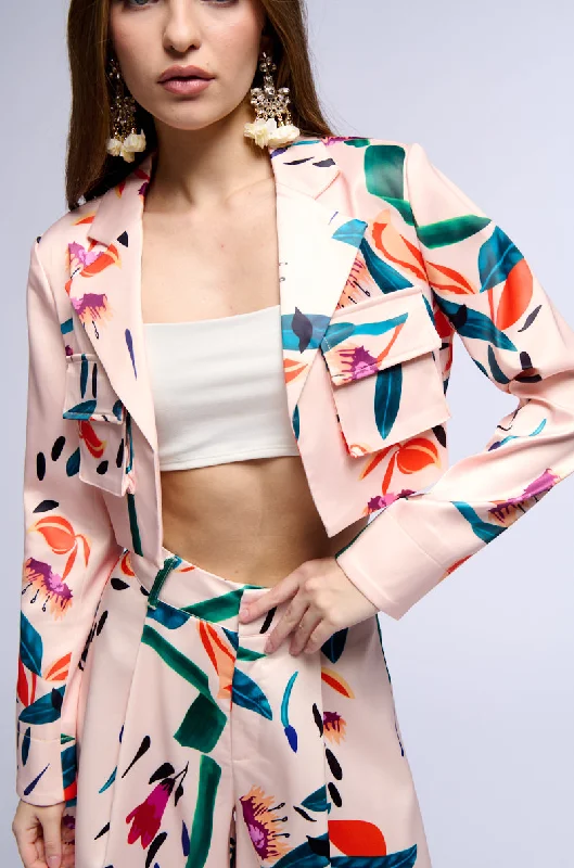 Limited Time Offer!CANDY RAIN SATIN CROP UTILITY BLAZER