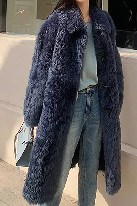 Unmissable Offers Await!Casual Single Breasted Long Overcoat Faux Fur Lapel Collar Coat