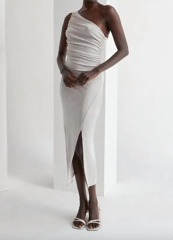 Stock Up and Save!Coco Slinky Midi Dress In Silver