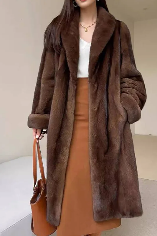 Lowest Prices Guaranteed!Coffee Open Front Faux Fur Long Women Fluffy Coat