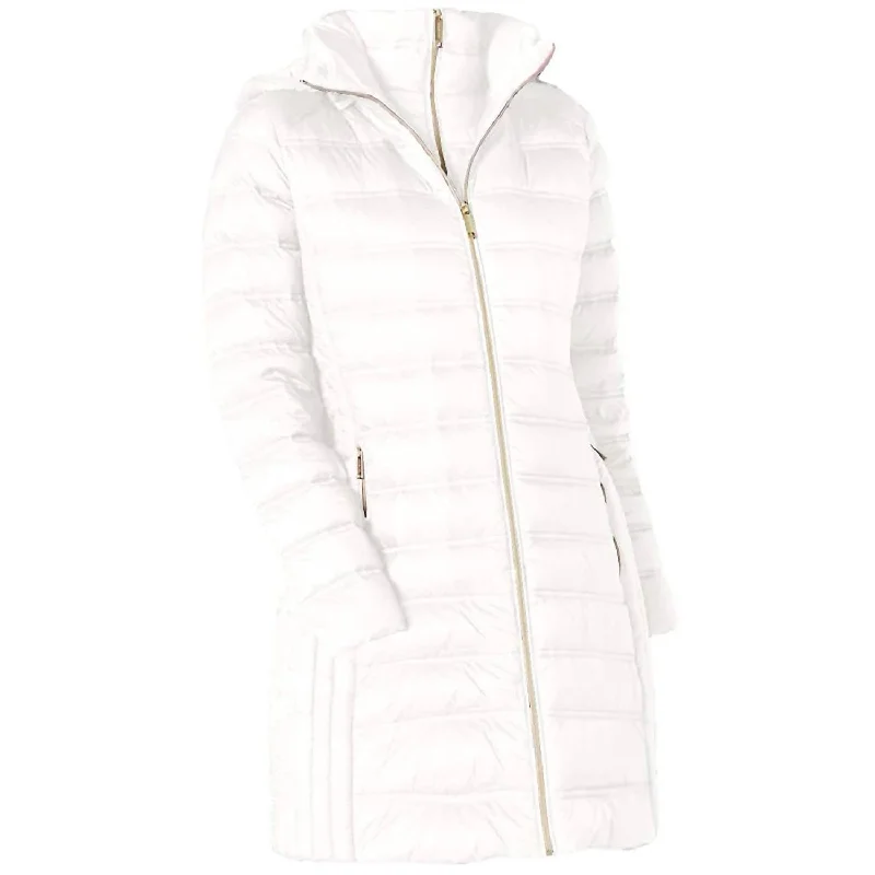 Limited Stock Available!Down Hooded Packable 3/4 Coat In White