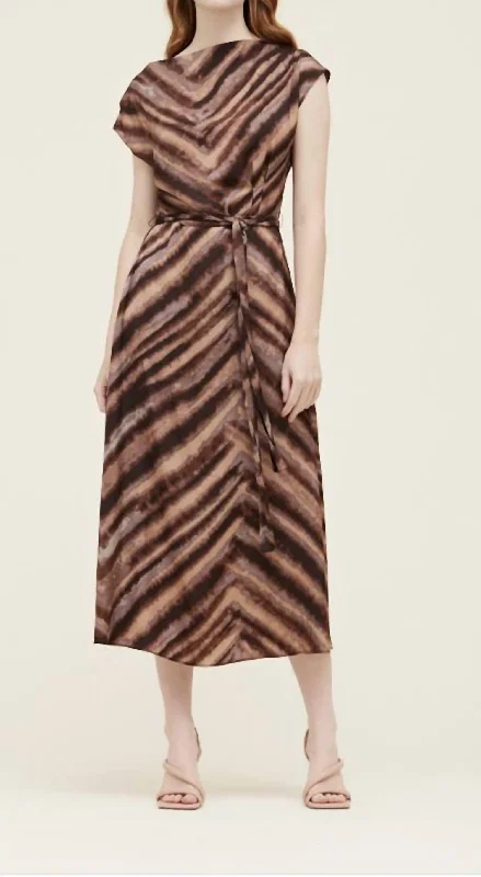 Find Your Perfect Deal Today!Drape Front Satin Print Midi Dress In Quartz