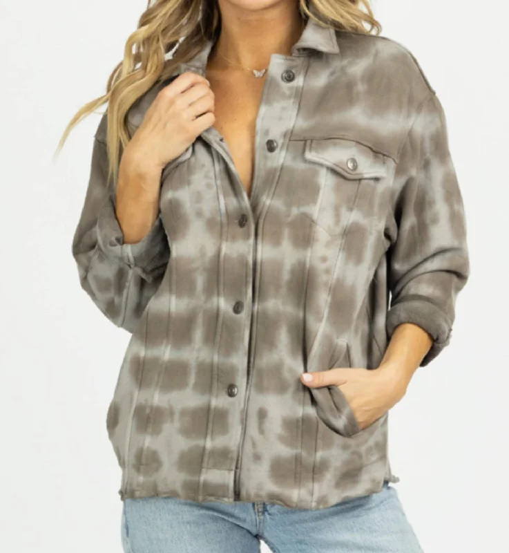 Price Drops You’ll Love!Dyed Oversize Shirt Jacket In Greige