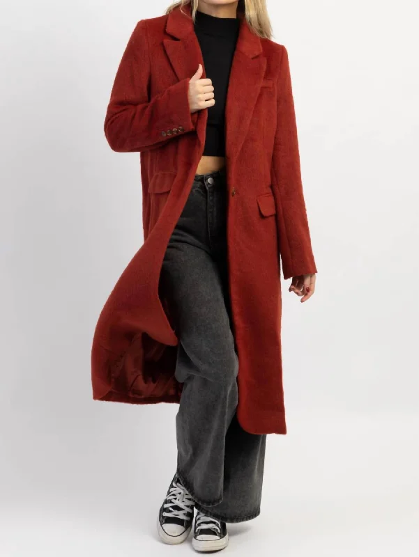 Shop More, Spend Less!Eliza Brick Brushed Wool Coat In Red