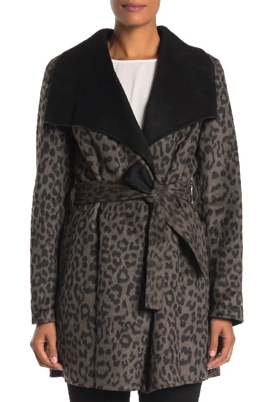 Price Drops You’ll Love!Ella Double Faced Wool Wrap Belted Coat In Leopard