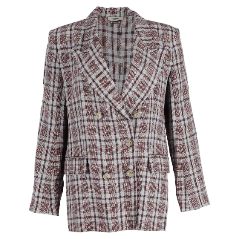Act Fast – Limited Time Savings!Étoile Isabel Marant Laney Checked Double-Breasted Blazer in Red Linen Act Fast – Limited Time Savings!Étoile Isabel Marant Laney Checked Double-Breasted Blazer in Red Linen