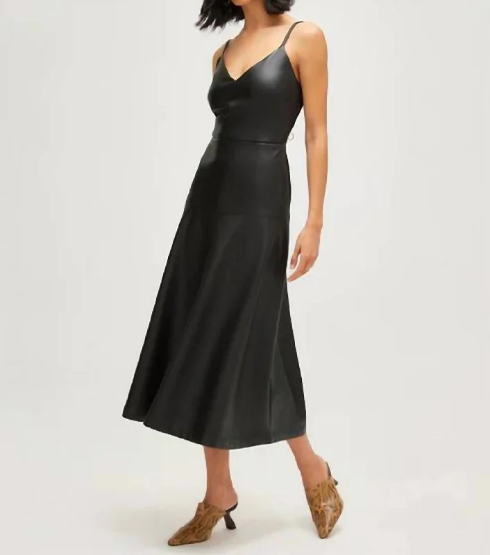 Special Offer – Act Fast!Faux Leather Midi Dress In Black