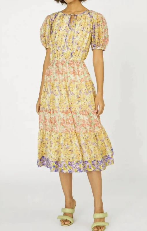 Limited Edition, Limited Price!Floral Colorblock Midi Dress Multi