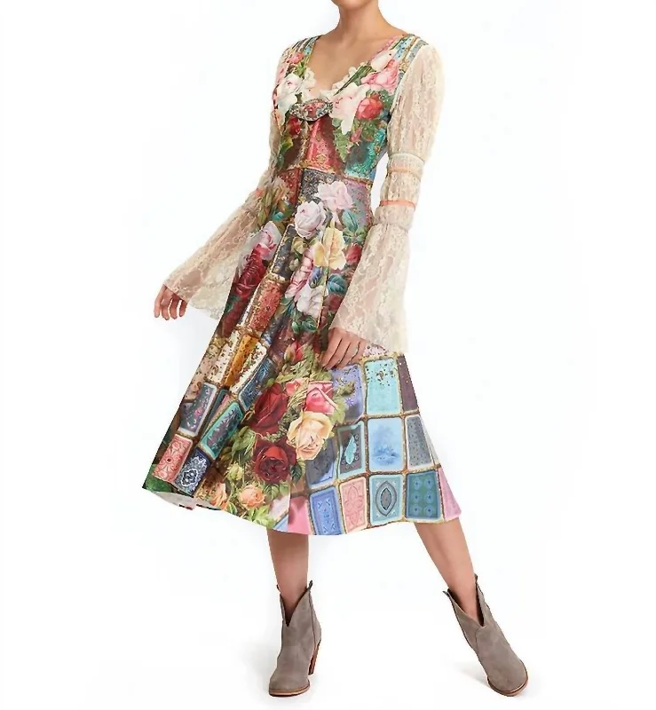 Hot Deals You Can’t Resist!Fortune In Flowerland Midi Dress In Card