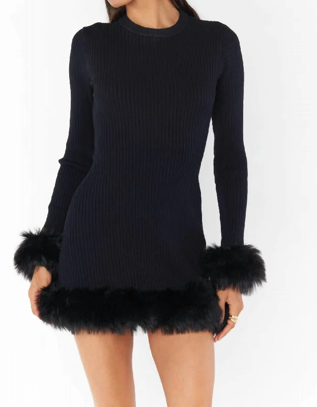 Special Discounts Inside!Fran Mini Dress With Faux Fur In Black