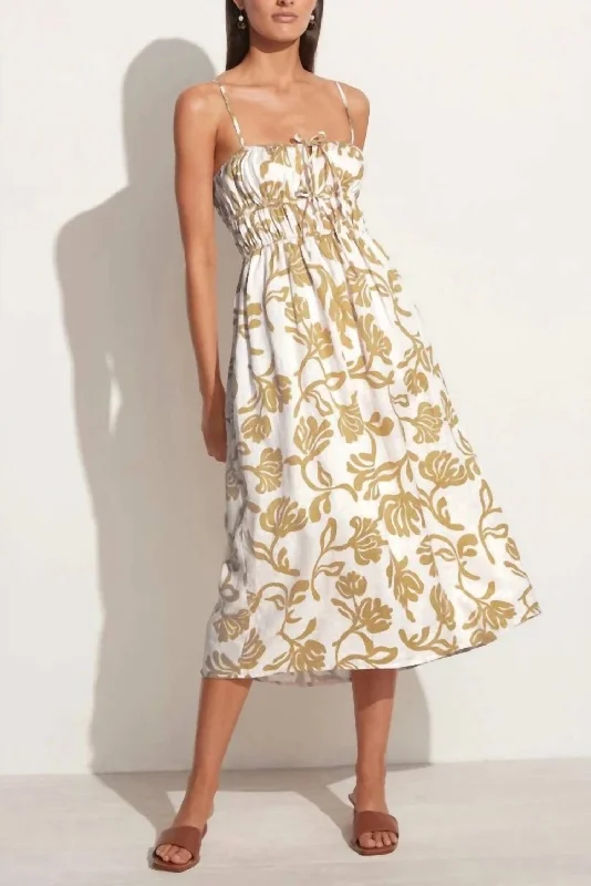 Limited Deals, Unlimited Savings!Francesca Midi Dress In Ensola Floral Print Oat
