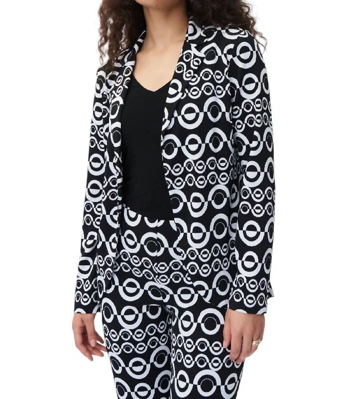 Save More with Every Purchase!Geo Print Tailored Blazer In Black/vanilla