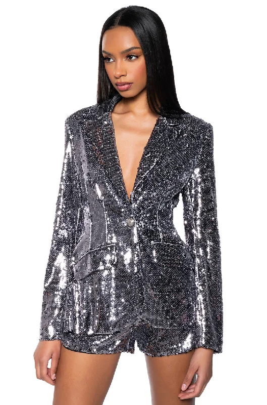 New Discounts Just Dropped!HANSEL HOLIDAY SEQUIN FITTED BLAZER