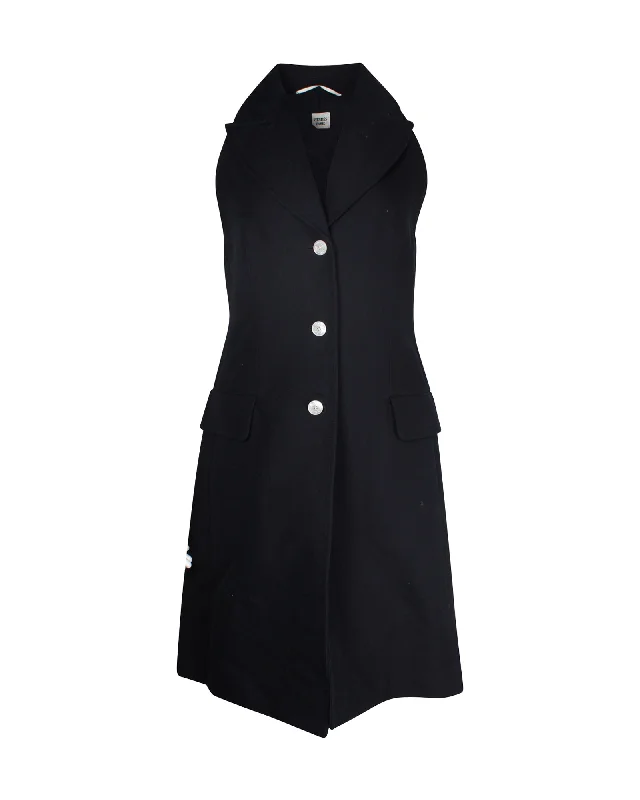 Score Huge Discounts Today!Hermes Sleeveless Coat Dress in Navy Blue Wool