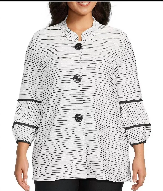 Limited-Time Price Drop!Jacquard Knit Jacket In White Multi