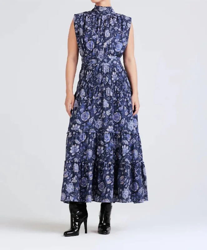 Today’s Deals, Tomorrow’s Regrets!Junia Rouched Sleeveless Midi Dress In Navy Multi