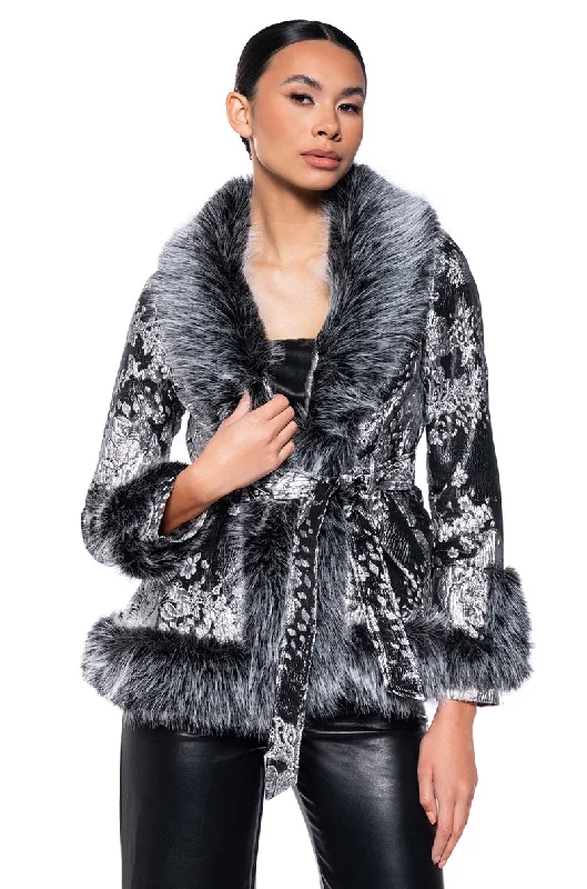 Limited Edition, Limited Price!KENZY LUXE FAUX FUR TRIM PEPLUM MOTO