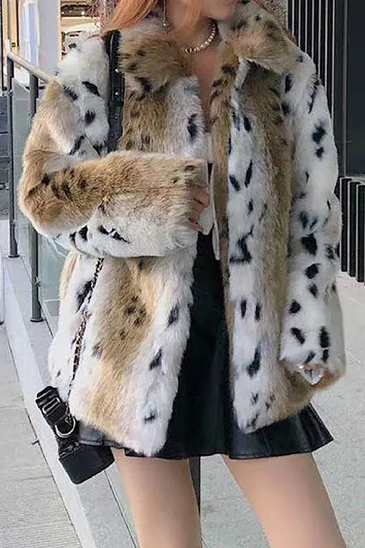 Price Drop Alert!Khaki Print Long Faux Fur Coat