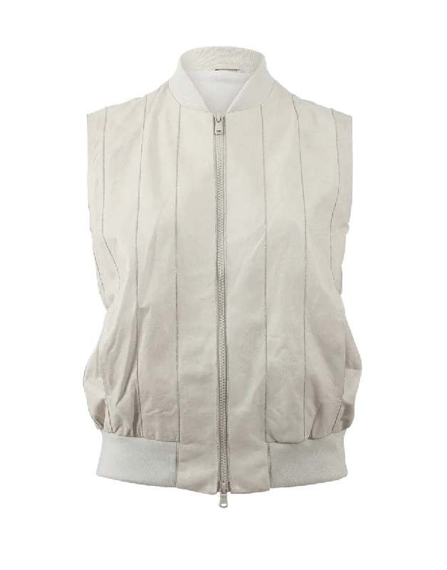 Score Huge Discounts Today!Leather Monili Pinstripe Vest