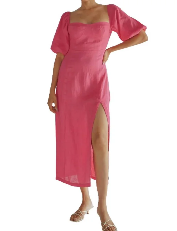 Shop Smart, Save Big!Linen Midi Dress In Pink
