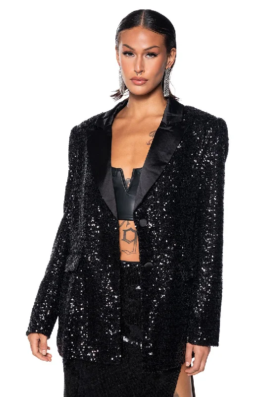 Best Offers of the Month!MET GALA BLACK SEQUIN BLAZER