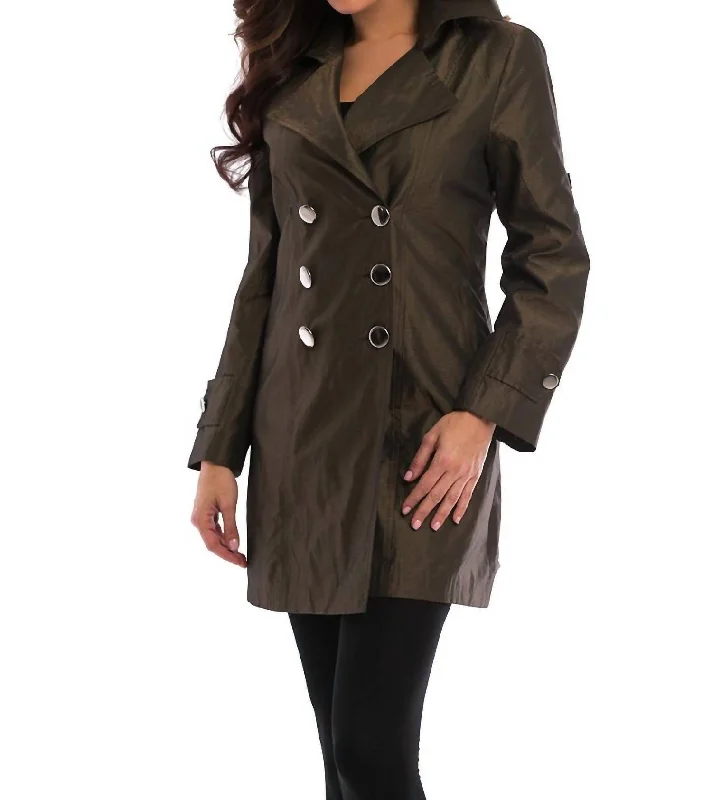 Shop Before It’s Gone!Metallic Double Breasted Rain Jacket In Army