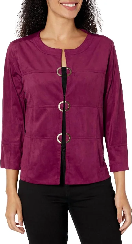 Get the Best for Less!Multi-Panel Faux Suede Jacket In Eggplant