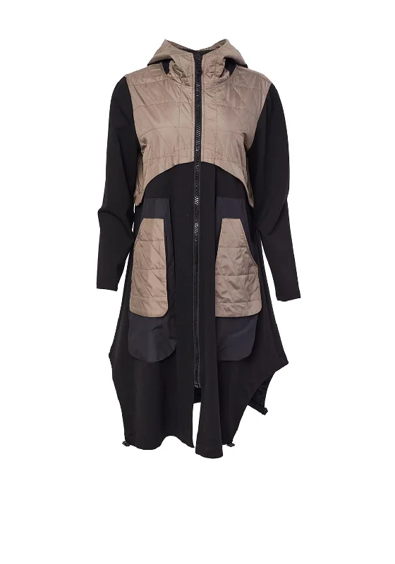 Today’s Deals, Tomorrow’s Regrets!Naya Quilted Jersey Panel Coat, Black & Mink