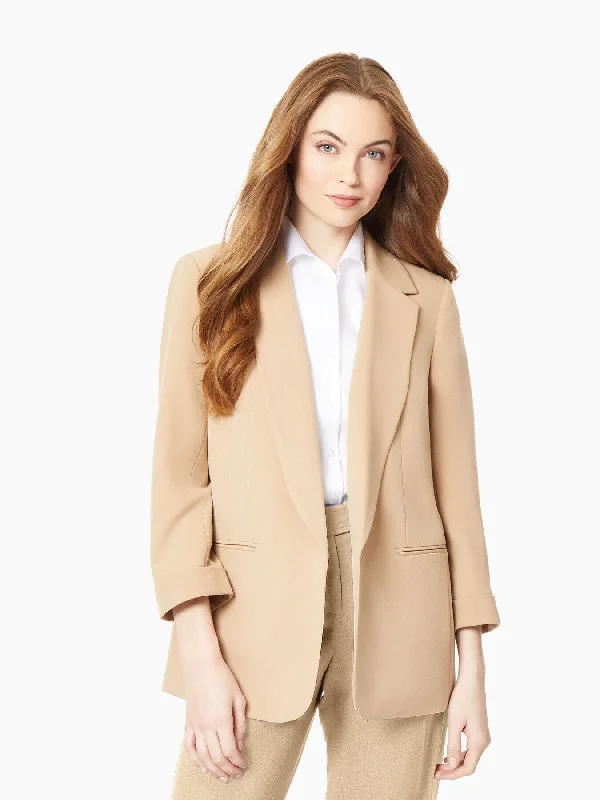 Limited-Time Price Drop!Notch Collar Rolled Cuff Bi-Stretch Blazer