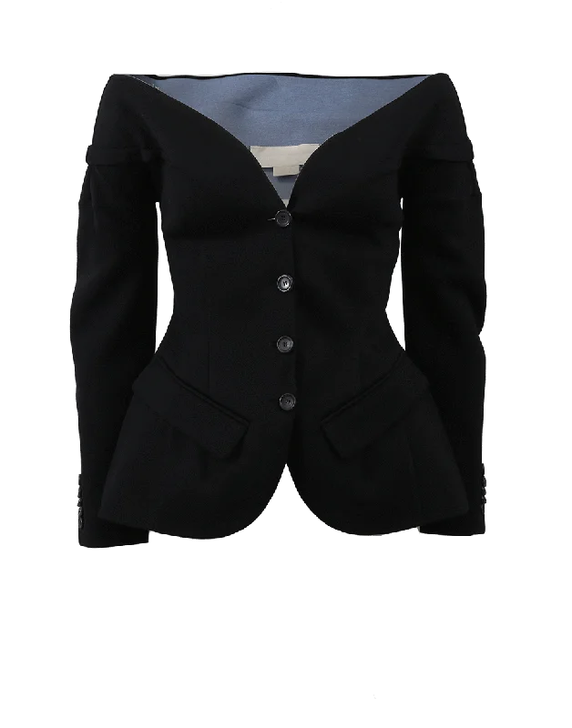 Crazy Discounts Inside!Off Shoulder Button Front Jacket