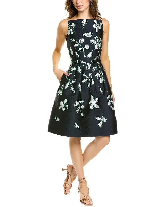 Crazy Discounts Inside!Oscar de la Renta Bateau Neck Silk-Blend Mini Dress
