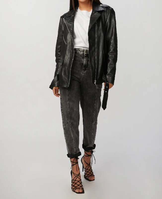 Buy More, Pay Less!Oversized Leather Biker Jacket In Black
