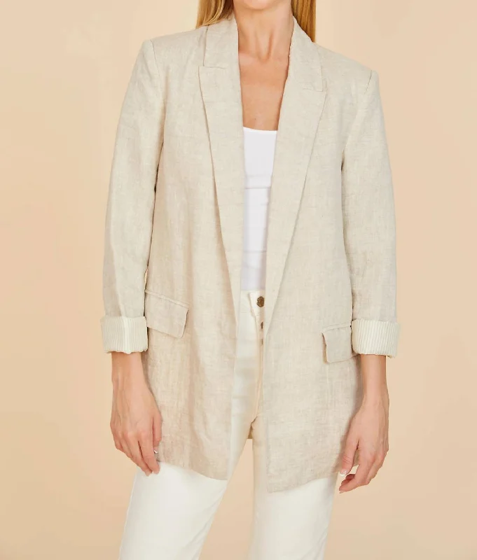 Only a Few Left – Order Now!Oversized Linen Blazer In Sand