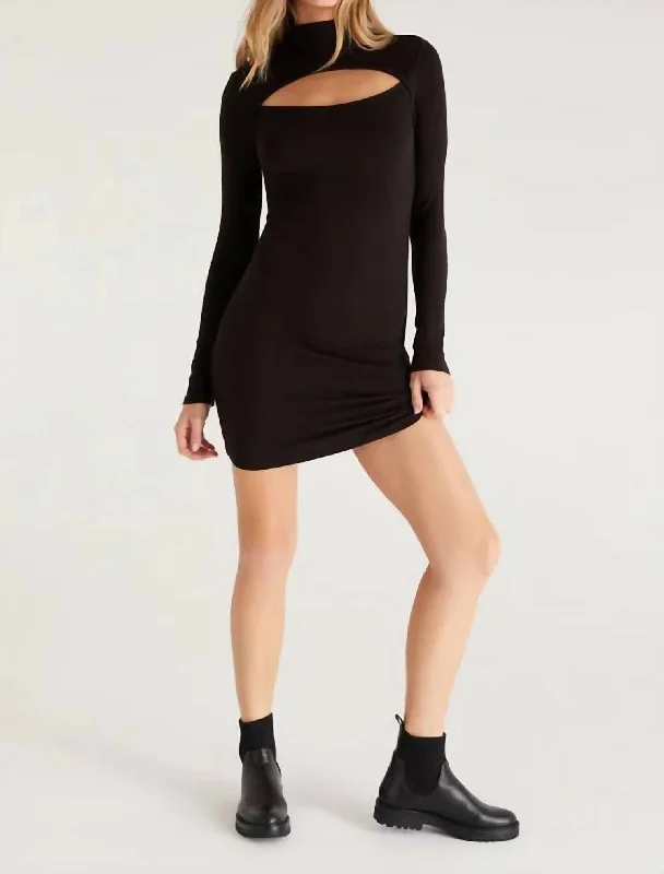 Limited Time Offer!Pandora Rib Cut Out Mini Dress In Black